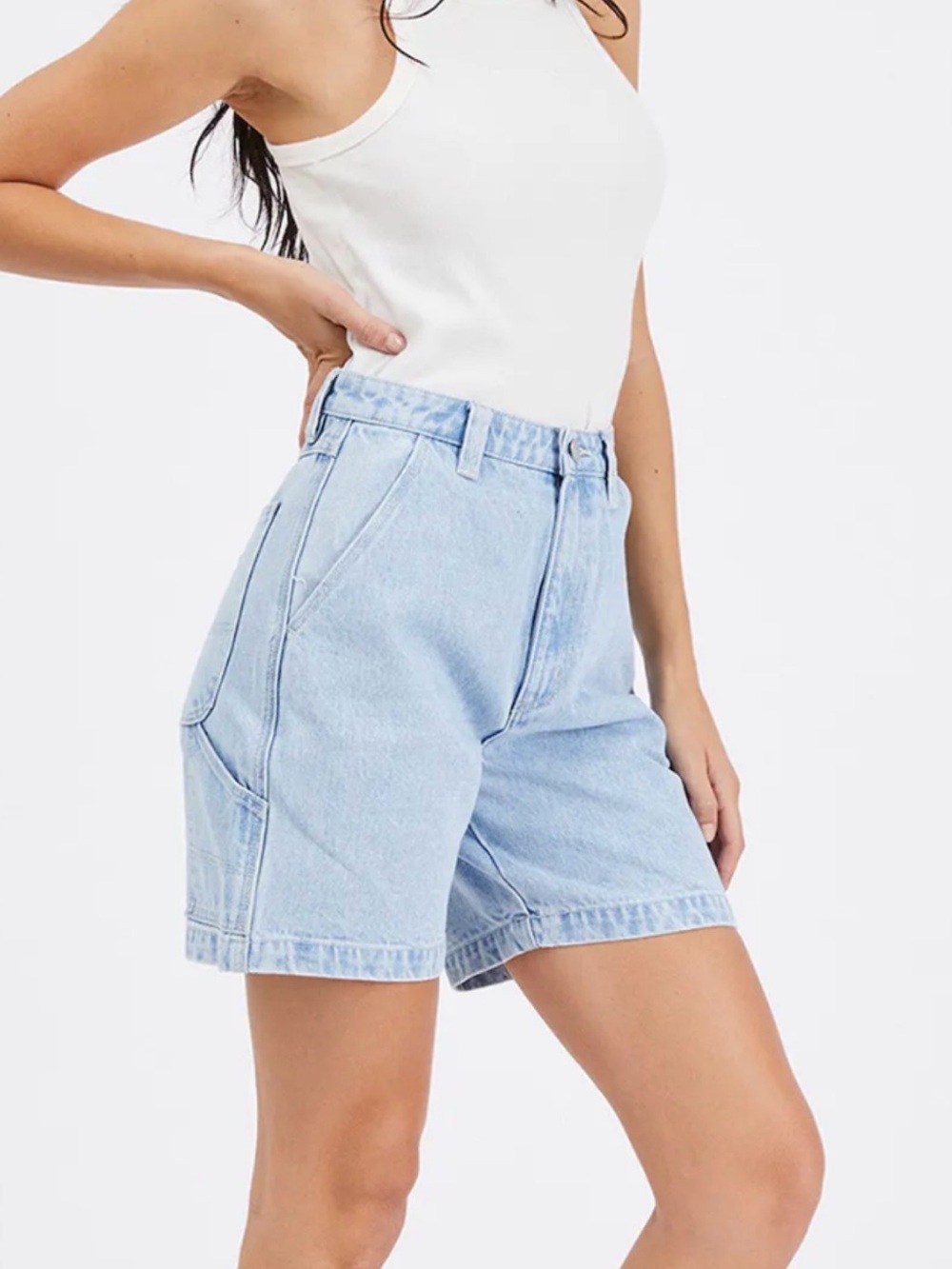 Abrand Light Wash High-Rise Denim Shorts